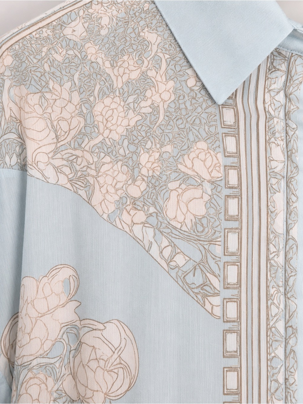 Art Nouveau Floral Western Shirt Blouse Boho Vintage Style Cottagecore Blue L - Picture 6 of 7